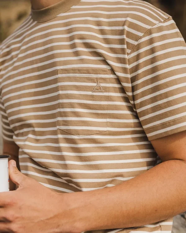 Sale Floris van Bommel Zen Recycled Relaxed Fit T-Shirt Toffee Stripe